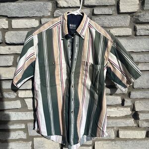 Basic Editions Men's Multicolor Striped Button Down Shirt